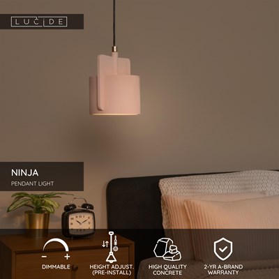 Lucide NINJA - Pendant light - Ø 16 cm - 1xE27 - Pink